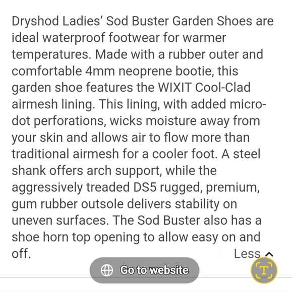 Dryshod Ladies' Beyond-waterproof Sod Buster Garden Shoes / Sz 6 / Dark blue - Picture 14 of 14